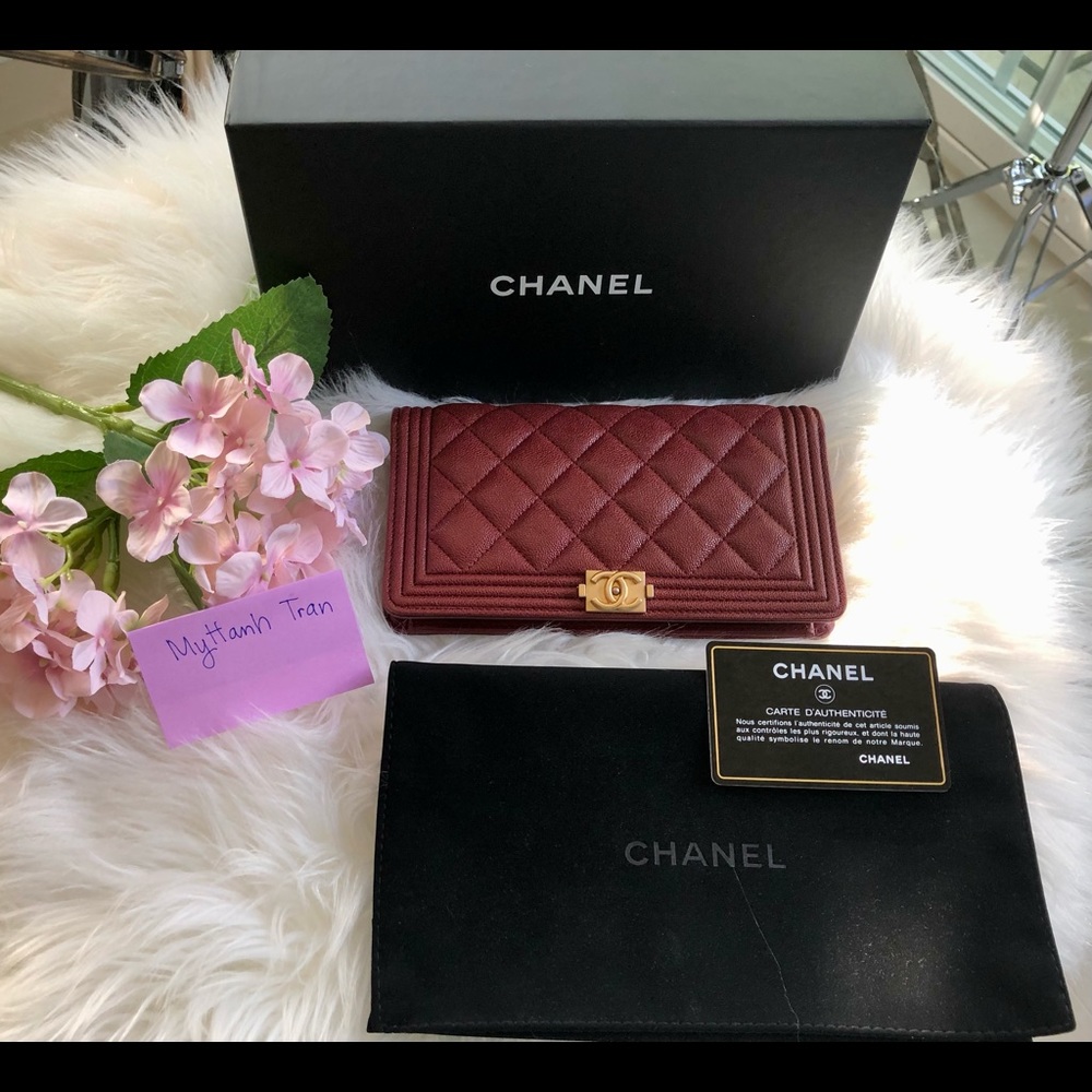 Chanel Wallet -Burgundy/Gold HW